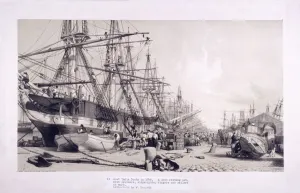 Shipwright Prints: West India Docks, Poplar, London, 1830. Artist: William Parrott
