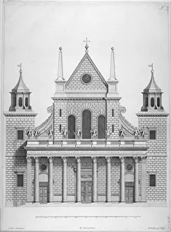 Hendrick Prints: West front of the old St Pauls Cathedral, 1630s (1714). Artist