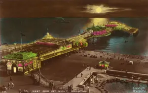 Brighton East Sussex England Gallery: West Pier by night, Brighton, 1939. Creator: Unknown