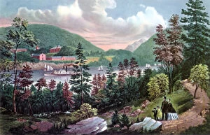 West Point, US Military Academy, from the opposite Shore, 1862.Artist: Currier and Ives
