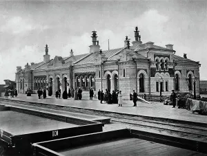 Rail Transport Prints: West-Siberian Railroad. The Passenger Terminal of Omsk Station (Front View)