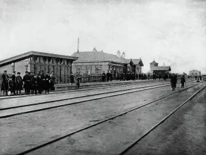 Rail Transport Prints: West-Siberian Railroad. Station of the Forth Class, Shumikha, 1892-1896. Creator: Unknown