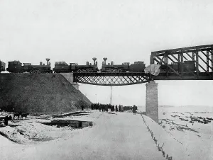 Rail Transport Prints: West-Siberian Railroad. Testing the First Section of the Bridge Across the Irtysh River