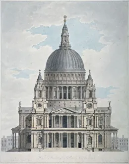 Thomas I Prints: West front of St Pauls Cathedral, City of London, 1780. Artist: Thomas Malton II