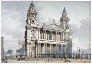Th Shepherd Prints: West front of St Pauls Cathedral, City of London, 1814