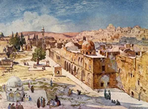Haram Esh Sharif Prints: West Side of Temple Area from Barracks Near the Site of the Tower of Antonia, 1902