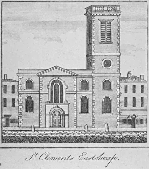 Eastcheap Prints: West view of the Church of St Clement, Eastcheap, City of London, 1750