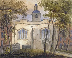 Pearson Prints: West view of the Church of St Helen, Bishopsgate, City of London, c1810