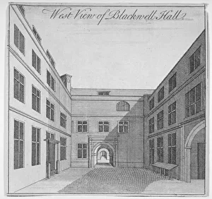 West view of courtyard in Blackwell Hall, City of London, 1750