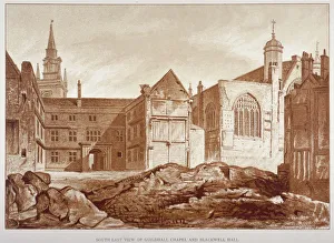 John Chessell Prints: West view of the Guildhall Chapel and Blackwell Hall, City of London, 1820