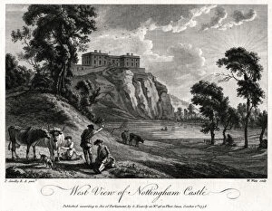 Peasants Collection: West view of Nottingham Castle, Nottinghamshire, 1776. Artist: William Watts