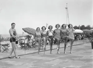 Swimming Costumes Prints: Westchester Country Club, 1932. Creator: Arnold Genthe