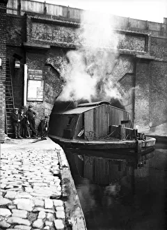 Canal Boat Prints: The western entrance to Pentonville Tunnel, Regents Canal, London, c1905. Artist
