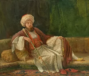 Reclining Collection: Western Gentleman in Oriental Costume. Creator: British Painter (ca. 1840-45)