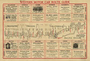 Garage Prints: Western motor car route guide, (1915?). Creator: Unknown
