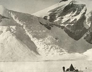 Western Partys camp on December 28 below a hanging glacier at the Cathedral rocks, 1909