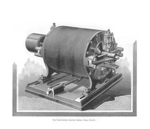 Invention Prints: The Westinghouse Alternating Current Motor by Nikola Tesla, 1888-1889. Artist: Anonymous