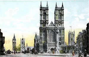 London Landmarks Collection: Westminster Abbey and Big Ben, London, 20th Century