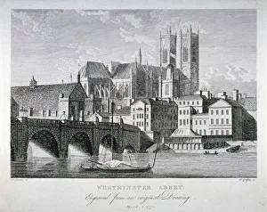 Westminster Abbey and Bridge from the River Thames, London, 1775. Artist