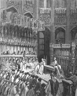 Westminster School Prints: Westminster Abbey - Confirmation of Westminster Boys, 1872. Creator: Gustave Doré