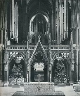 Studio Volume 126 Gallery: Westminster Abbey, London, showing Benno Elkans Old Testament and New Testament Candelabra, c1942