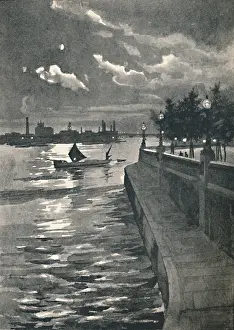 Blackfriars Prints: Westminster from Blackfriars Bridge - Night