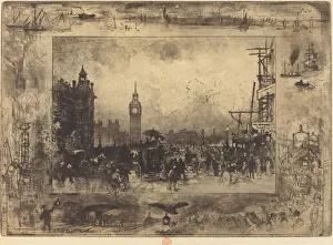 Westminster Bridge, 1884. Creator: Felix Hilaire Buhot