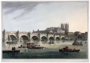 Joseph Constantine Prints: Westminster Bridge, Westminster Abbey and Westminster Hall, London, 1789