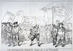 Chelsea Pensioner Gallery: The Westminster Deserter drum d out of the regiment, 1784. Artist