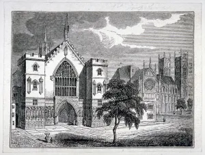 Westminster Hall from New Palace Yard with a view of Westminster Abbey, London, c1820