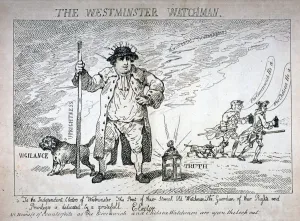 Cecil Wray Prints: The Westminster Watchman, 1784. Artist: Thomas Rowlandson