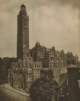 Campanile Prints: Westminsters Byzantine Cathedral of Red Brick Seen from Ashley Place