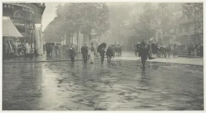 Surface Prints: A Wet Day on the Boulevard, Paris, 1894, printed c. 1897. Creator: Alfred Stieglitz