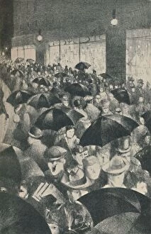 Crowd Collection: Wet Evening, Oxford Street, 1919. Artist: CRW Nevinson