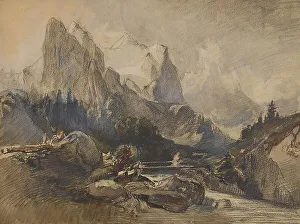 Boulders Prints: The Wetterhorn in the Bernese Oberland, undated. Creator: Alexandre Calame