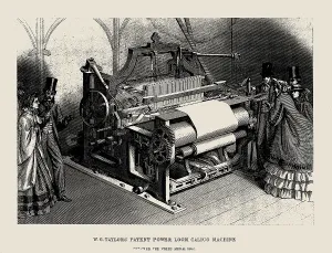 Industrialisation Prints: W.G. Taylors Patent Power Loom Calico Machine. Creator: Anonymous