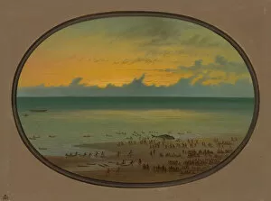 Whale Collection: A Whale Ashore - Klahoquat, 1855 / 1869. Creator: George Catlin