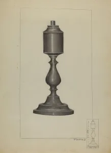 Joseph Stonefield Prints: Whale Oil Lamp, 1935/1942. Creator: Joseph Stonefield
