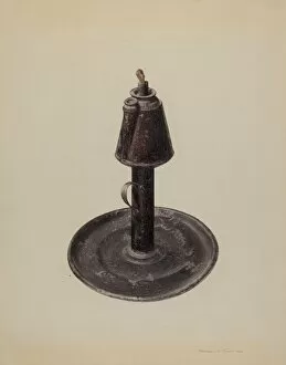 Watercolour And Graphite On Paperboard Collection: Whale Oil Lamp, 1938. Creator: Herman O. Stroh