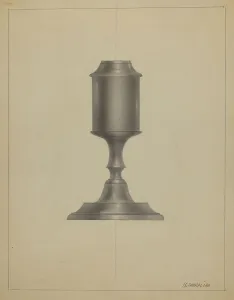 Lamp Base Prints: Whale Oil Lamp, c. 1936. Creator: Arsen Maralian