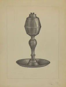 Whale Oil Lamp, c. 1936. Creator: Charles Garjian