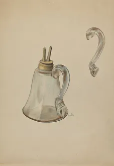 Stottlemeyer Margaret Prints: Whale Oil Lamp, c. 1936. Creator: Margaret Stottlemeyer