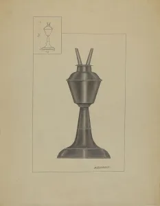 Whale Oil Lamp, c. 1936. Creator: Matthew Mangiacotti