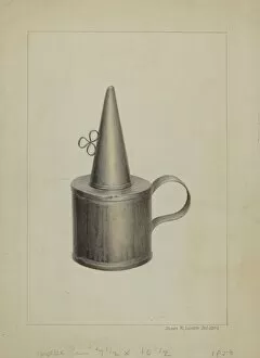 Watercolor And Graphite On Paper Collection: Whale Oil Lamp, c. 1938. Creator: James M. Lawson