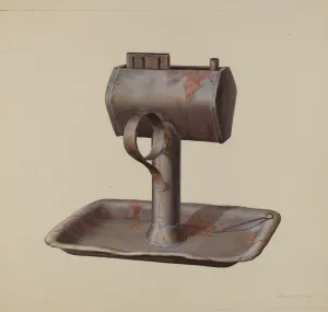 Edward L Loper Prints: Whale Oil Lamp, c. 1939. Creator: Edward L Loper