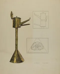Yanosko George Prints: Whale Oil Lamp, c. 1940. Creator: George Yanosko