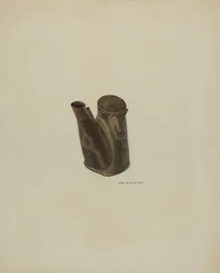 Oil Lamp Prints: Whale Oil Lamp, c. 1940. Creator: Jack Williamson