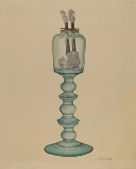 Riza Janet Prints: Whale Oil Lamp, c. 1940. Creator: Janet Riza