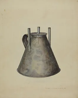 Oil Lamp Prints: Whale Oil Lamp, c. 1942. Creator: Richard Donovan