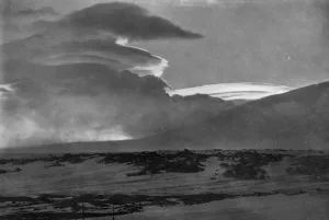 Desolate Prints: Whaleback Clouds Over Mount Erebus, c1910-1913, (1913). Artist: Herbert Ponting